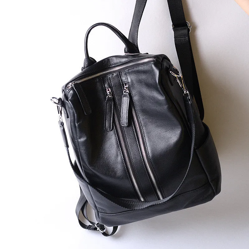 Women Leather Shoulder Bag Convertible Backpack, Full Grain Leather Backpack Purse