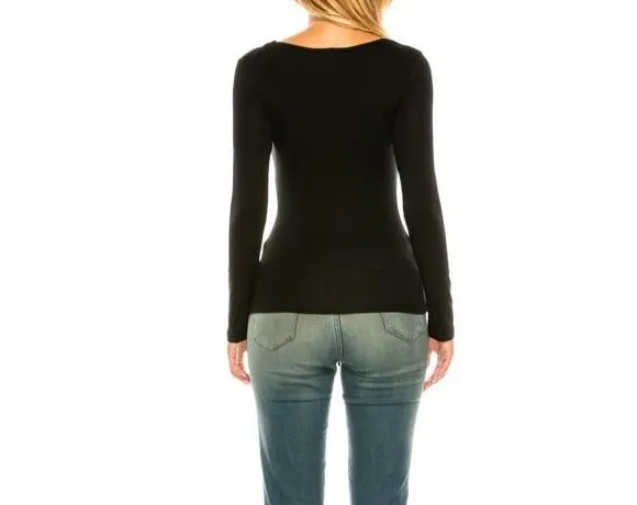 Women V Neck Long Sleeve Ruched Rayon Top With Tie
