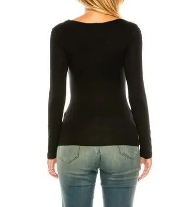 Women V Neck Long Sleeve Ruched Rayon Top With Tie