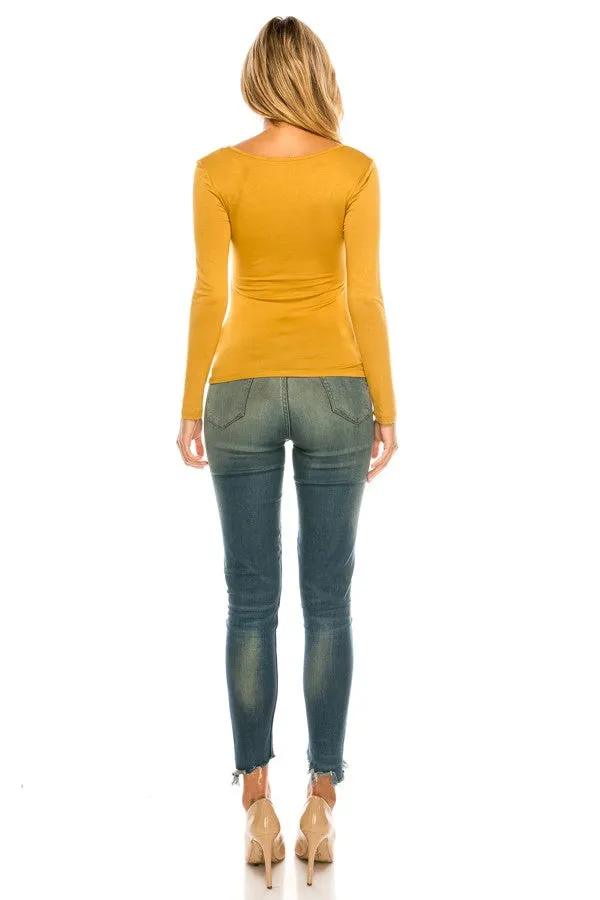 Women V Neck Long Sleeve Ruched Rayon Top With Tie