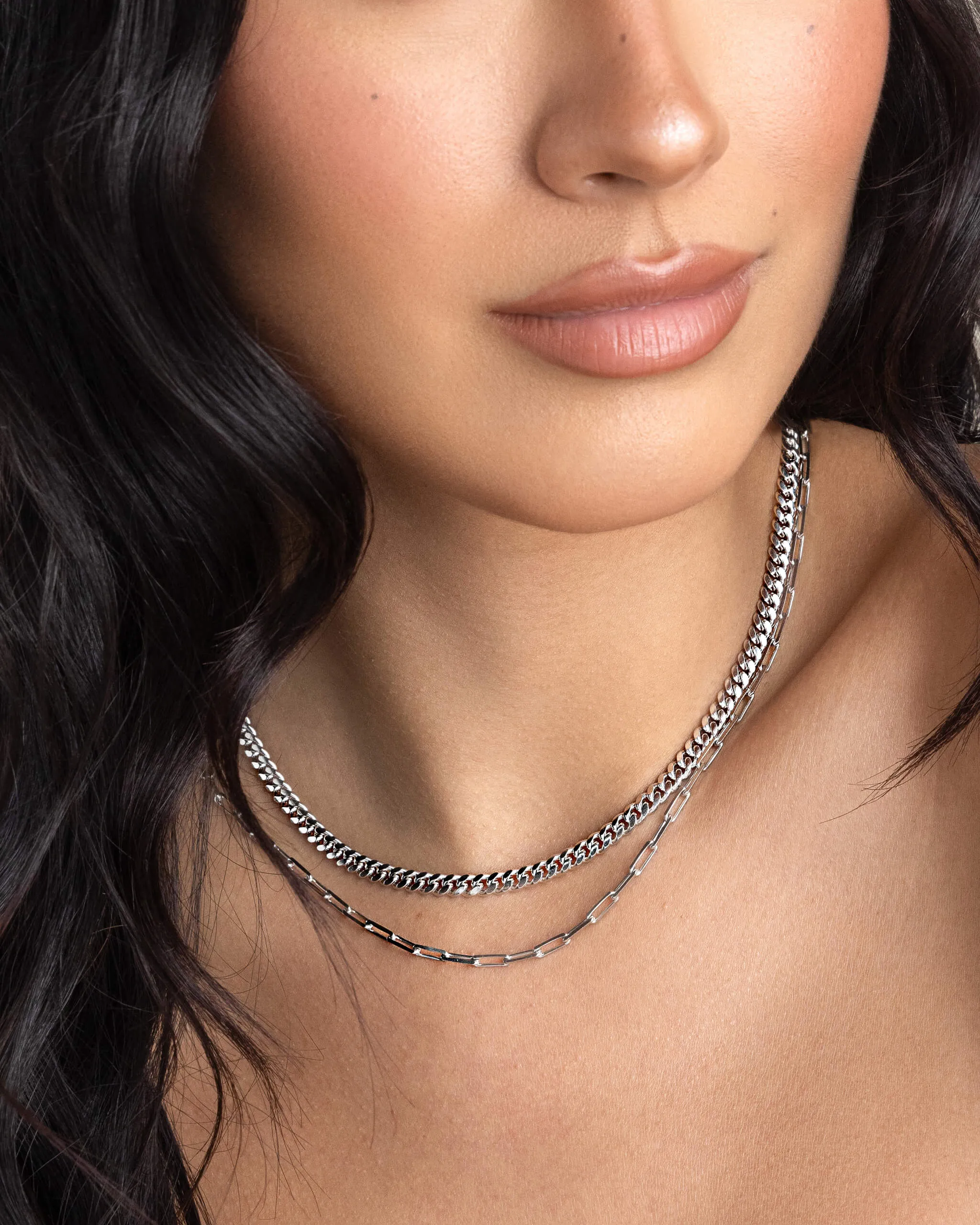 Women's Cuban Link   Paperclip Chain Stack