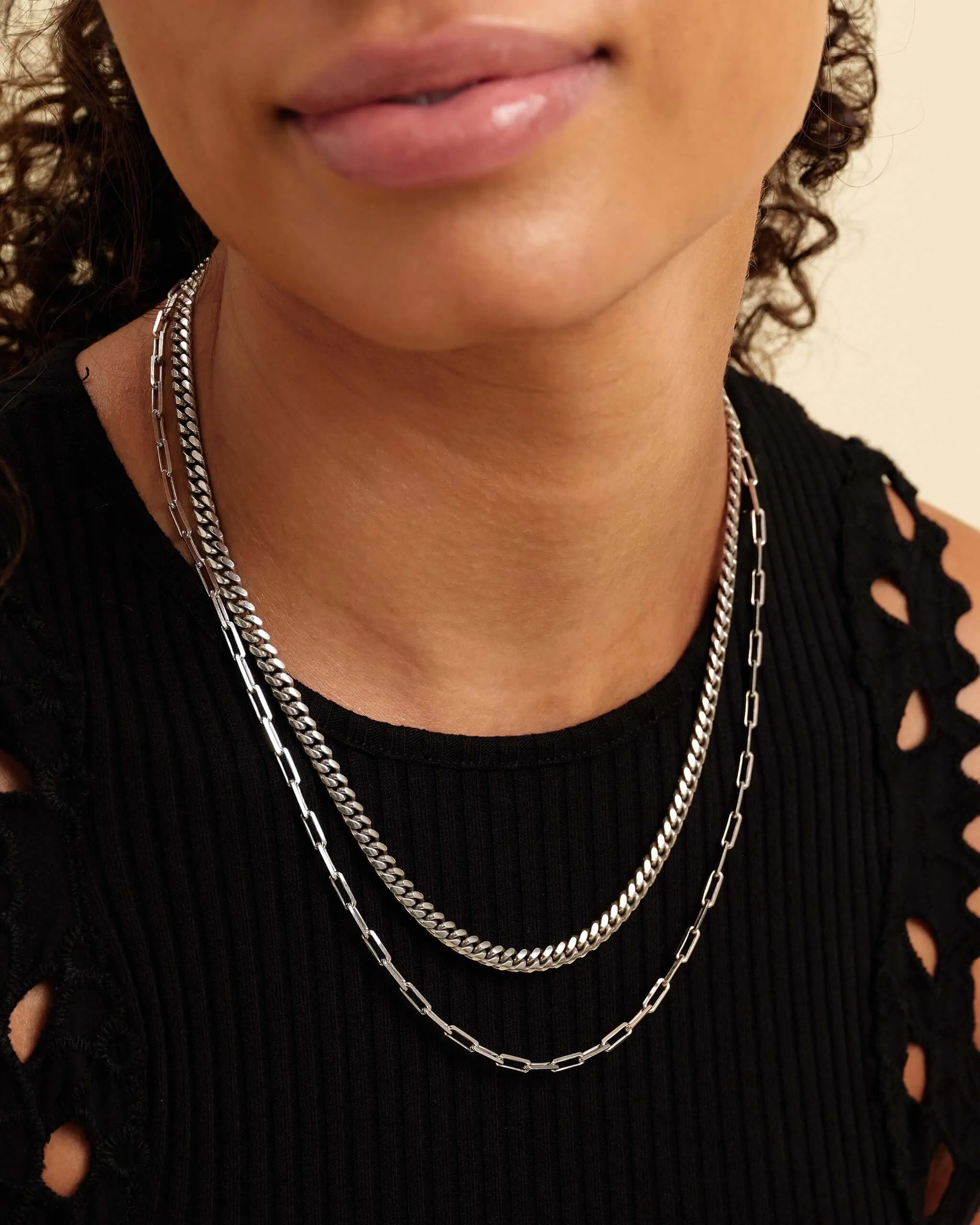 Women's Cuban Link   Paperclip Chain Stack