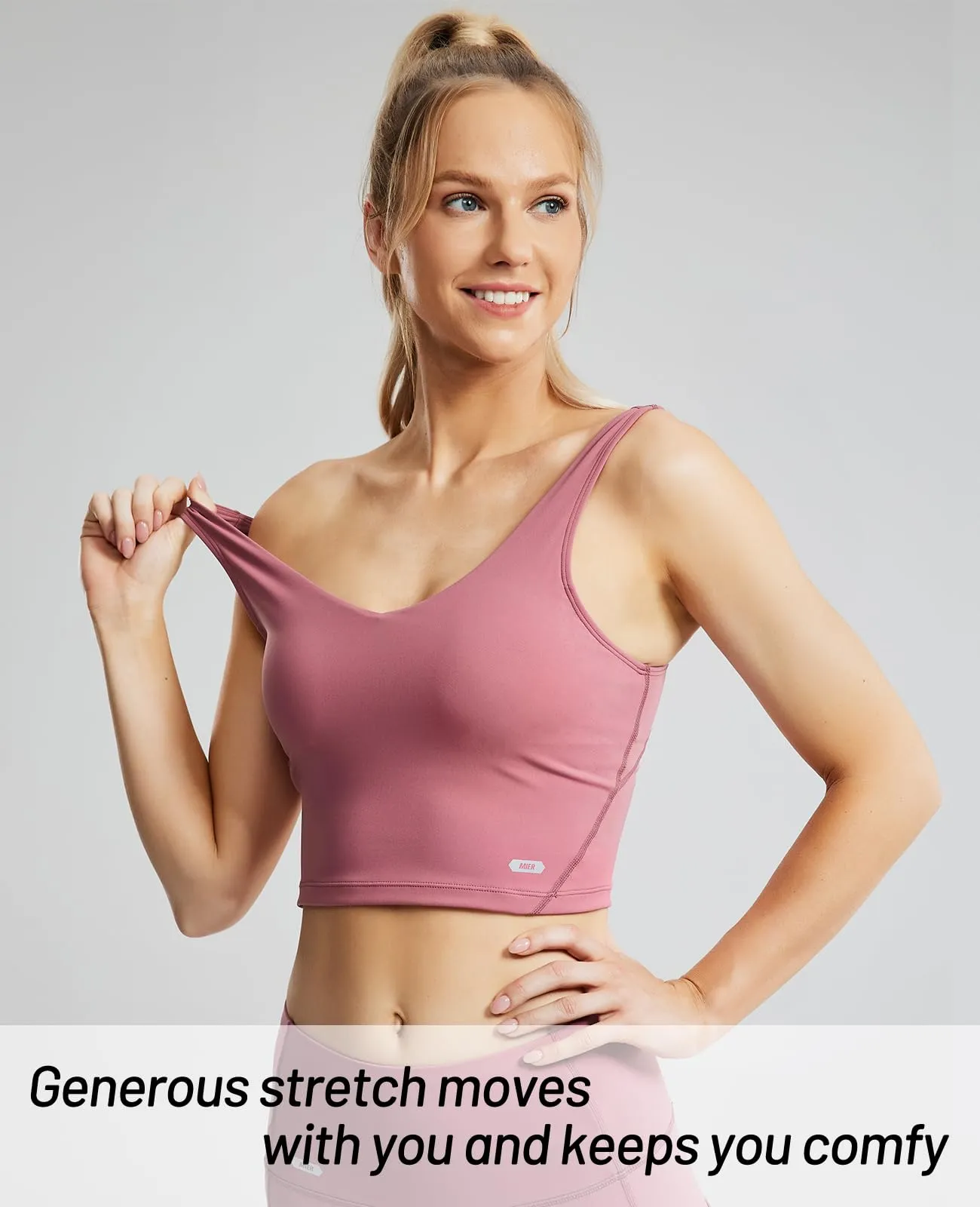 Women's Longline Sports Bra Padded Crop Tank for Yoga & Fitness