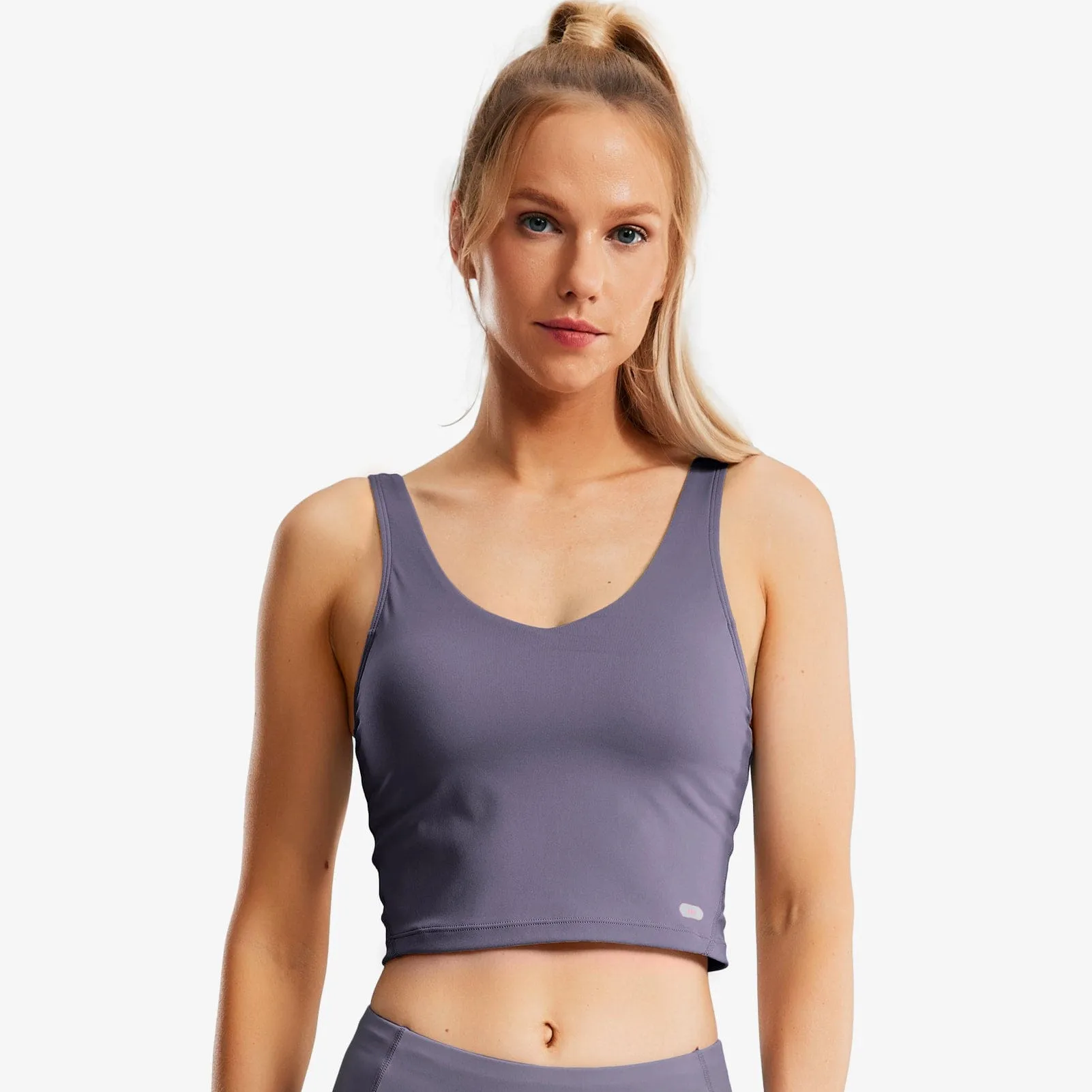 Women's Longline Sports Bra Padded Crop Tank for Yoga & Fitness