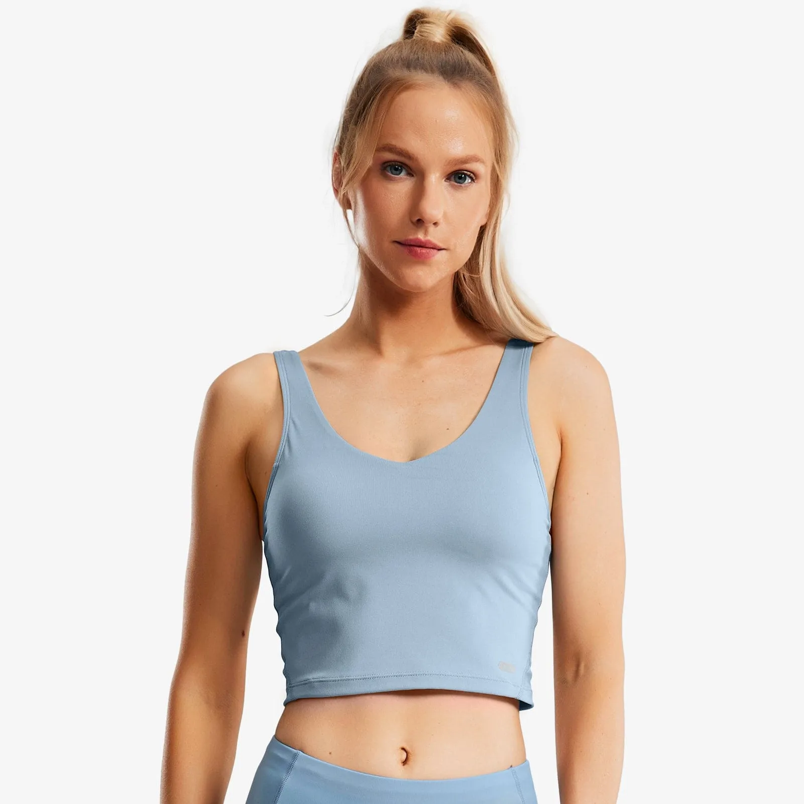 Women's Longline Sports Bra Padded Crop Tank for Yoga & Fitness