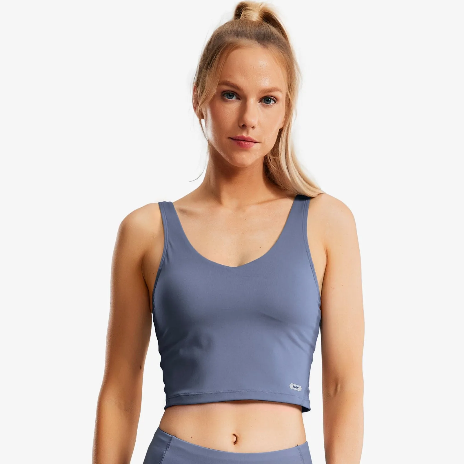 Women's Longline Sports Bra Padded Crop Tank for Yoga & Fitness