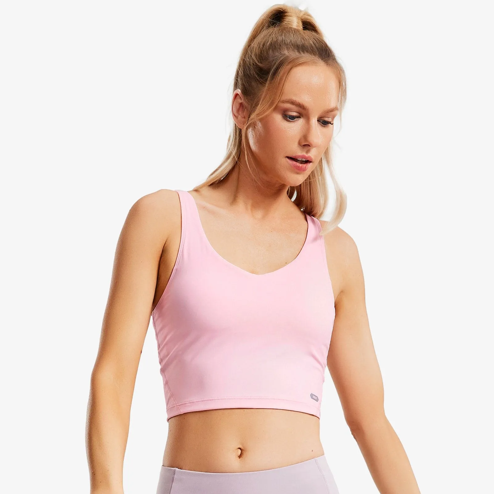 Women's Longline Sports Bra Padded Crop Tank for Yoga & Fitness