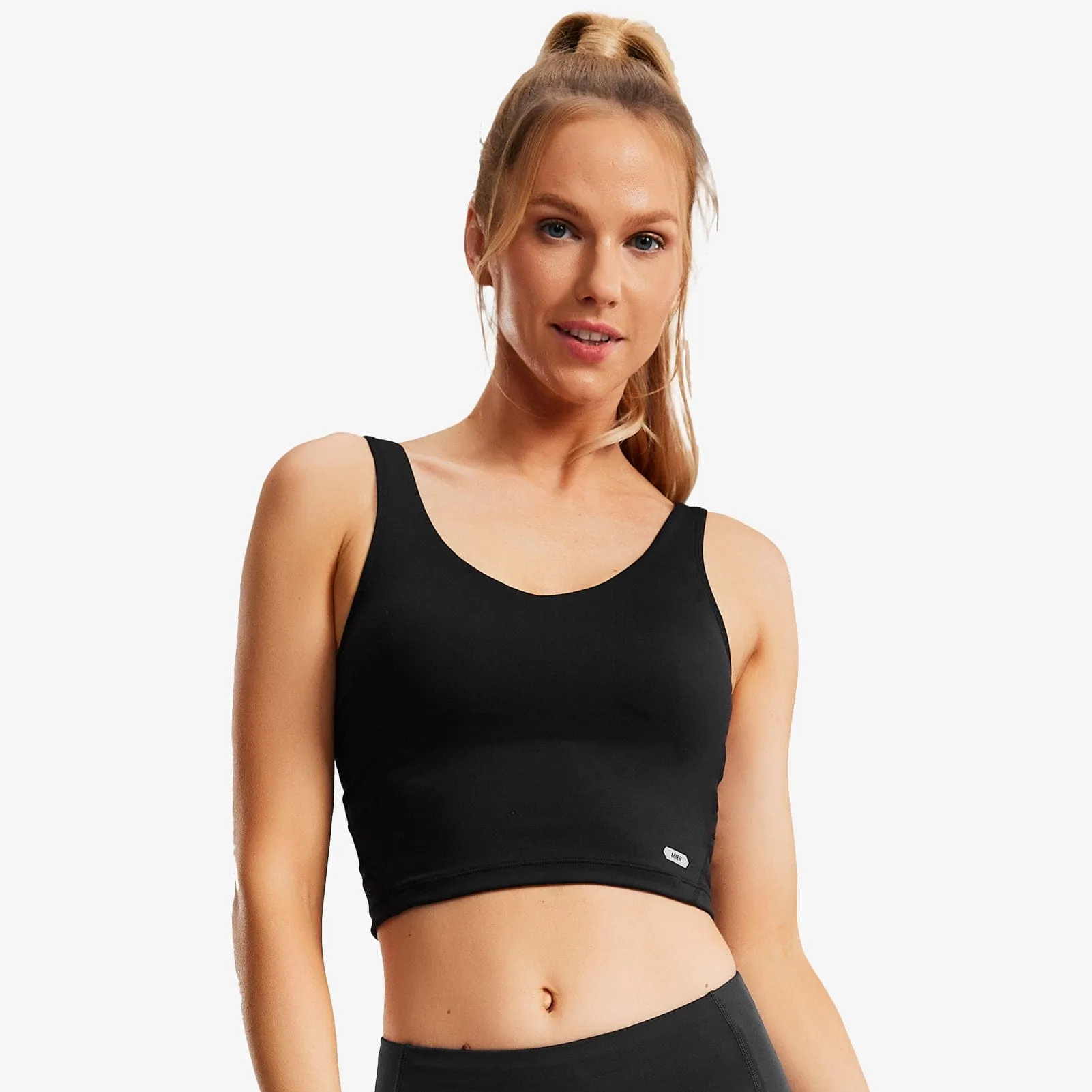 Women's Longline Sports Bra Padded Crop Tank for Yoga & Fitness