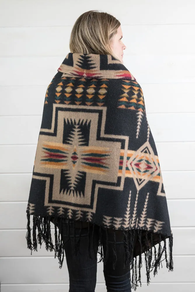 Wool Aztec Poncho