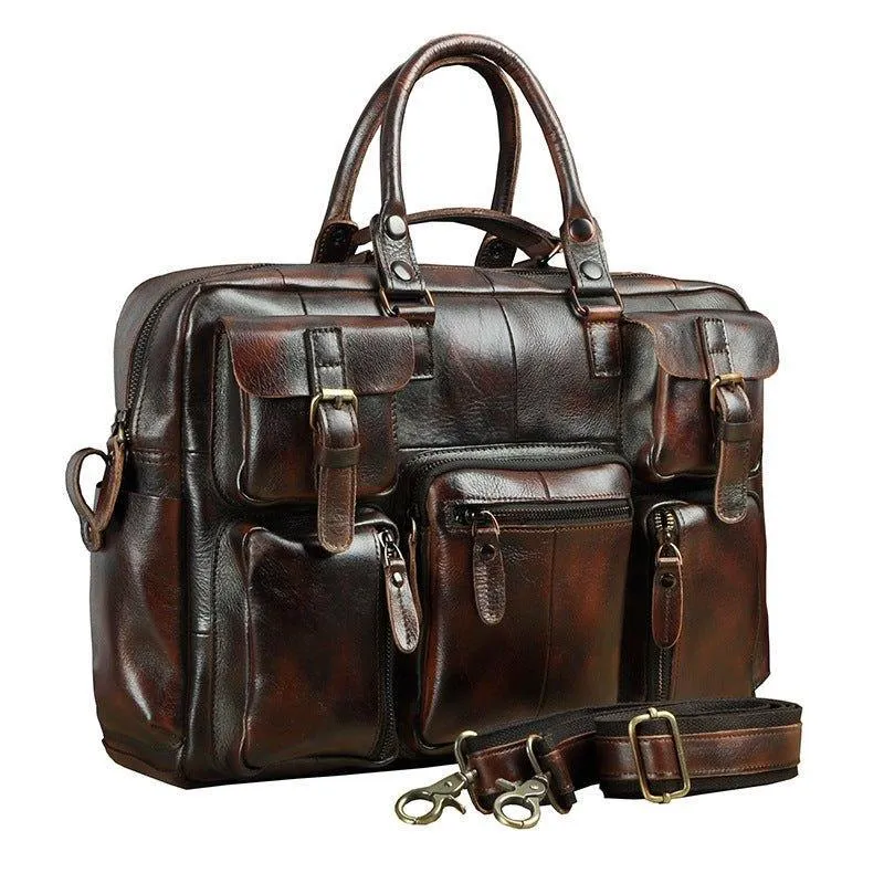 Woosir Vintage Leather Briefcase for Men