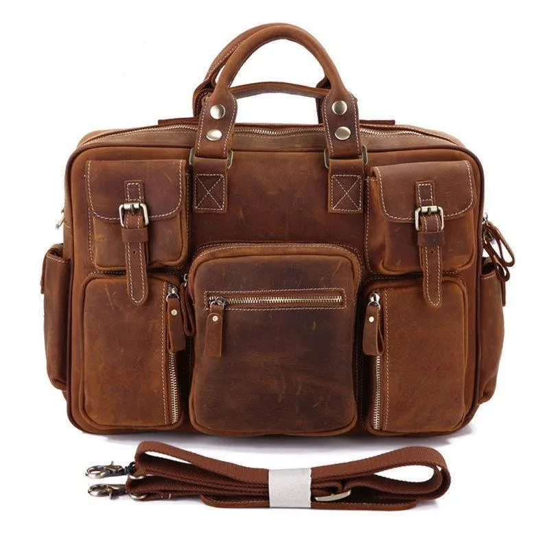 Woosir Vintage Leather Briefcase for Men