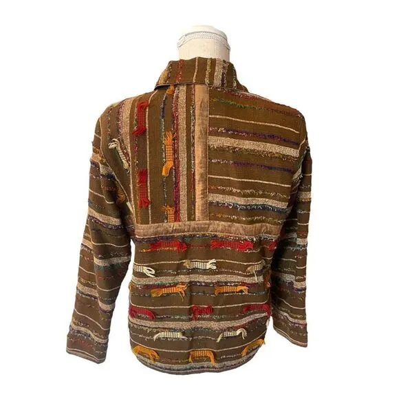 YakMagik Boho Mixed Media Embroidered Beaded Reversible Quilted Jacket Small