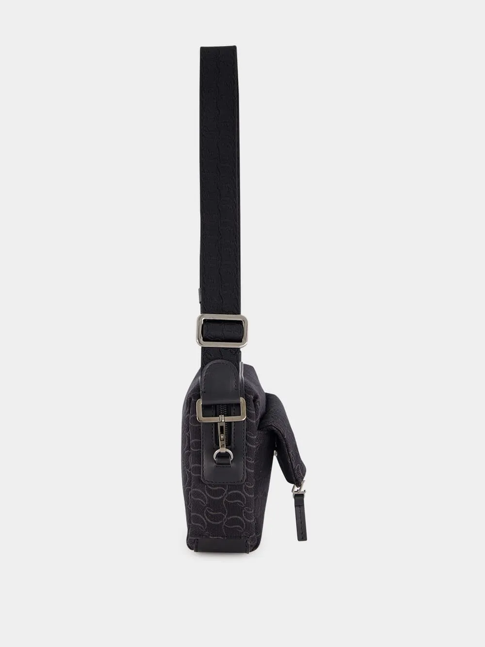 Zip N Flap Logo Jacquard Messenger Bag
