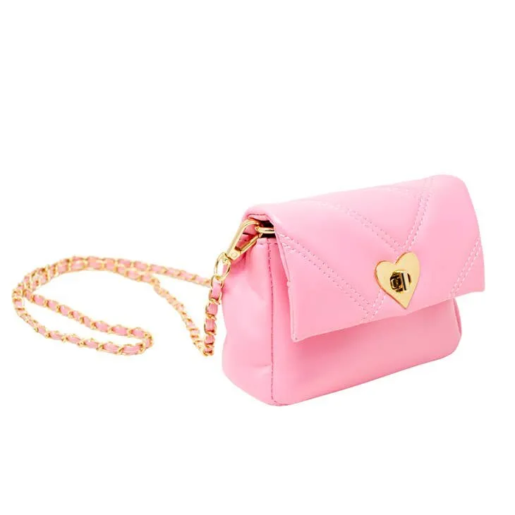 Zomi Gems Quilted Soft Heart Lock Purse - Pink