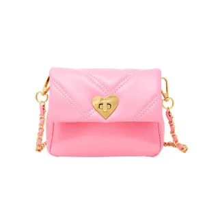Zomi Gems Quilted Soft Heart Lock Purse - Pink