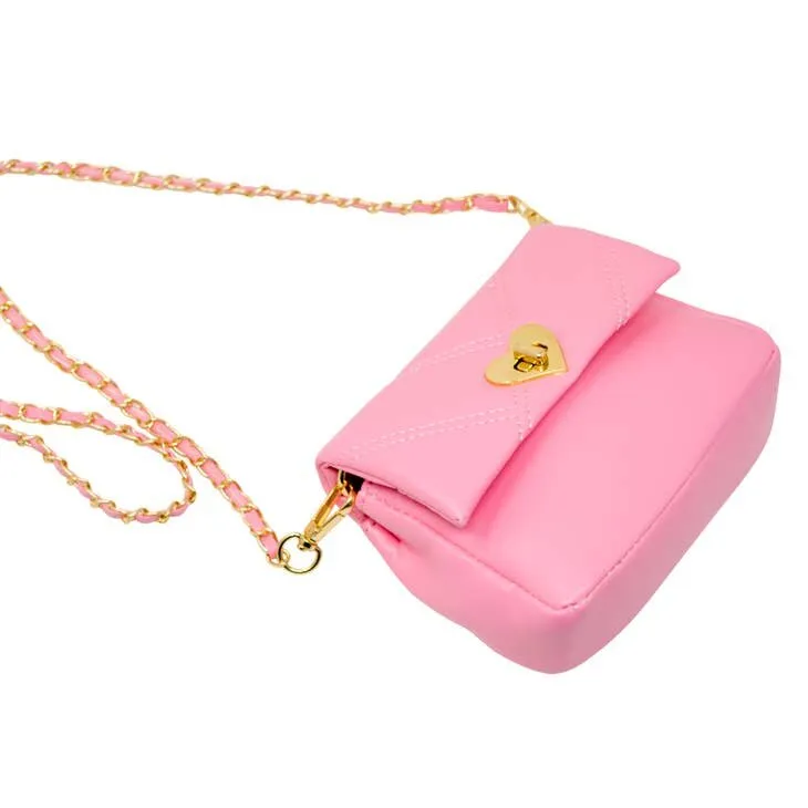 Zomi Gems Quilted Soft Heart Lock Purse - Pink