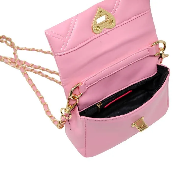 Zomi Gems Quilted Soft Heart Lock Purse - Pink