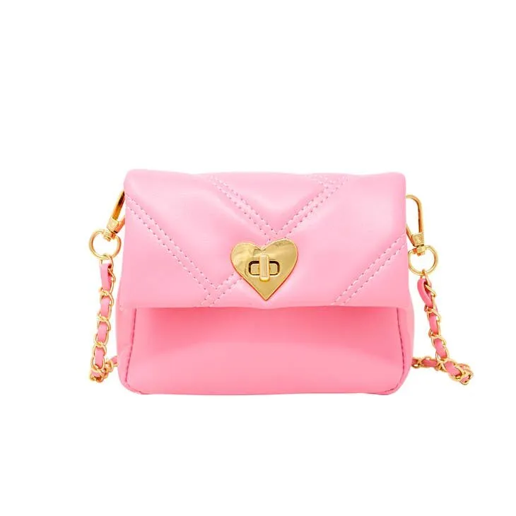 Zomi Gems Quilted Soft Heart Lock Purse - Pink
